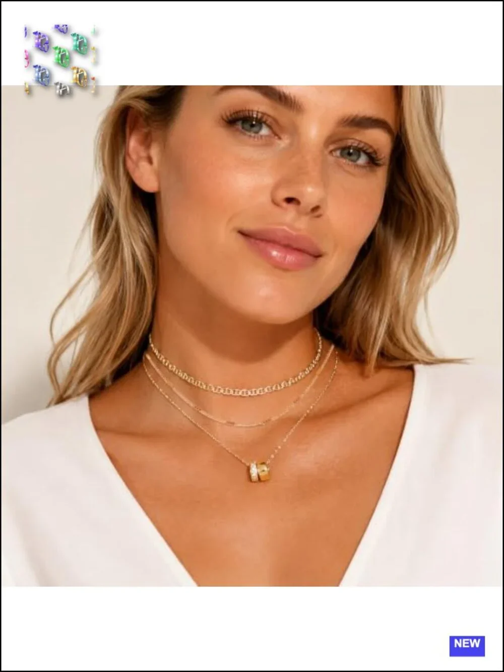 Gold Plated Layered Necklace Set with Pendants - Adjustable Dainty Chains for